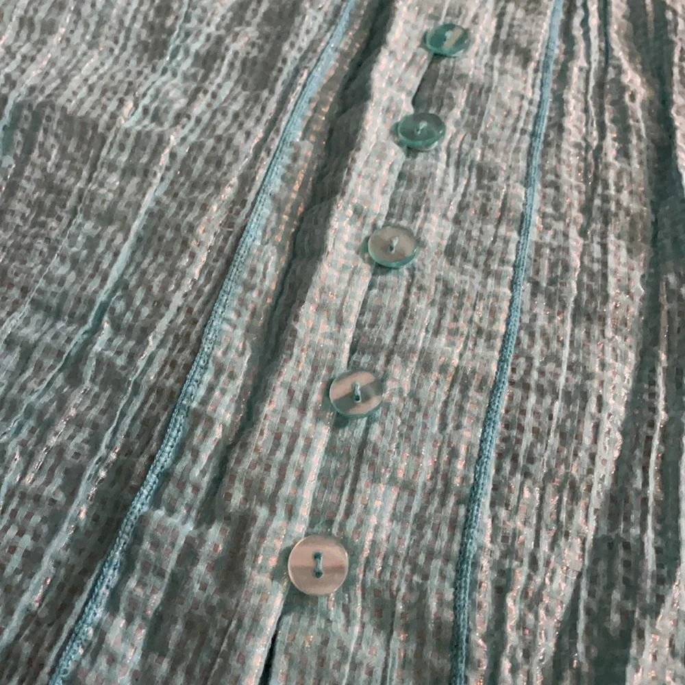 Turquoise Ruffle Button Top Medium - Picture 2 of 8